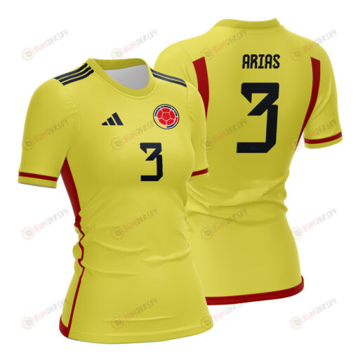 Nataly Arias 3 Colombia 2023 Women Home Jersey - Yellow - All Over Printed Jersey