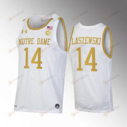 Nate Laszewski 14 Notre Dame Fighting Irish White Jersey 2022-23 College Basketball