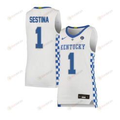 Nate Sestina 1 Kentucky Wildcats Basketball Elite Men Jersey - White