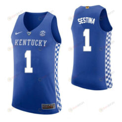 Nate Sestina 1 Kentucky Wildcats Elite Basketball Home Men Jersey - Blue