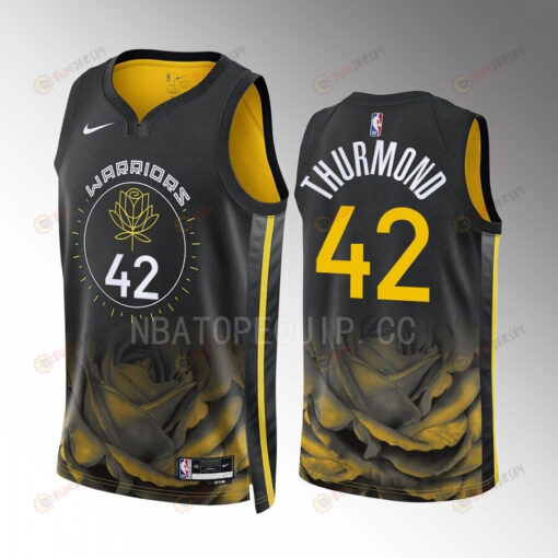 Nate Thurmond 42 Golden State Warriors Black City Edition 2022-23 Jersey Swingman