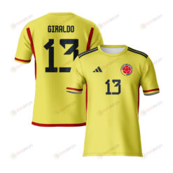 Nathalia Giraldo 13 Colombia 2023 Youth Home Jersey - Yellow - All Over Printed Jersey