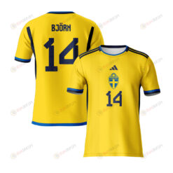 Nathalie Bj?rn 14 Sweden 2023 Youth Home Jersey - Yellow - All Over Printed Jersey