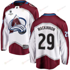 Nathan MacKinnon 29 Colorado Avalanche Stanley Cup 2023 Playoffs Patch Away Breakaway Men Jersey - White