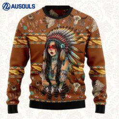 Native American Girl Ugly Sweaters For Men Women Unisex
