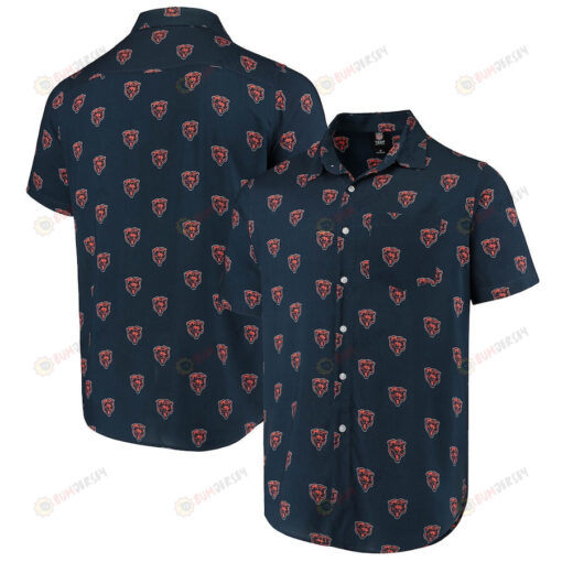 Navy Chicago Bears Mini Print Logo Woven Button-Up Hawaiian Shirt