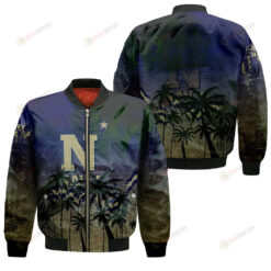 Navy Midshipmen Bomber Jacket 3D Printed Coconut Tree Tropical Grunge