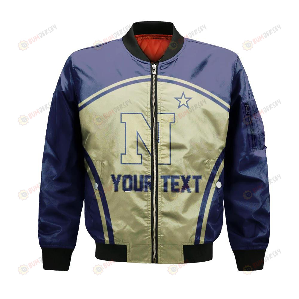 Navy Midshipmen Bomber Jacket 3D Printed Custom Text And Number Curve Style Sport