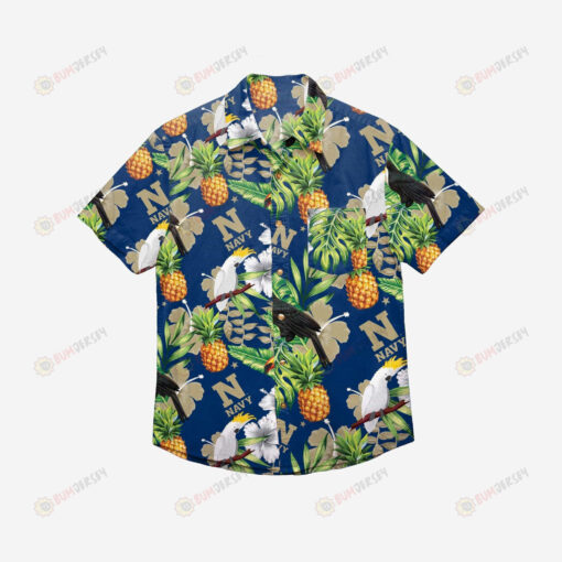 Navy Midshipmen Floral Button Up Hawaiian Shirt