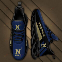 Navy Midshipmen Logo Black Stripe Pattern 3D Max Soul Sneaker Shoes In Blue