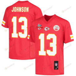 Nazeeh Johnson 13 Kansas City Chiefs Super Bowl LVII Champions 3 Stars Youth Jersey - Red