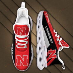 Nebraska Cornhuskers Logo Black Stripe Pattern 3D Max Soul Sneaker Shoes In Red
