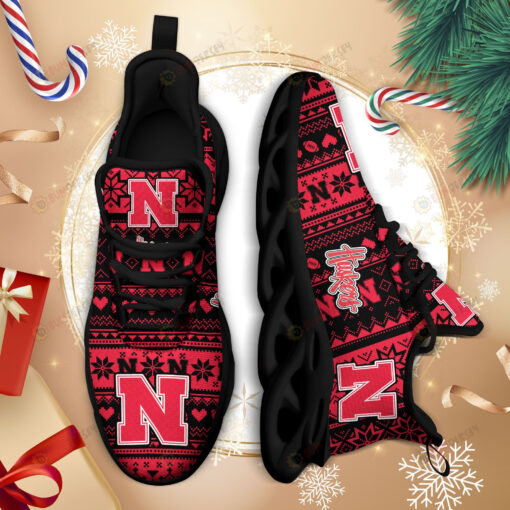 Nebraska Cornhuskers Logo Brocade Pattern 3D Max Soul Sneaker Shoes