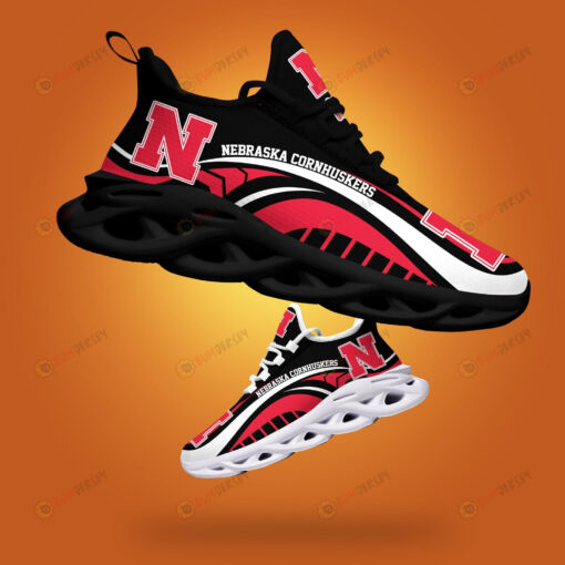 Nebraska Cornhuskers Logo Curve Line Pattern 3D Max Soul Sneaker Shoes