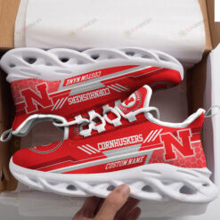 Nebraska Cornhuskers Logo Custom Name Pattern 3D Max Soul Sneaker Shoes In Red