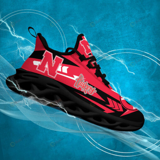 Nebraska Cornhuskers Logo Pattern 3D Max Soul Sneaker Shoes In Red Black