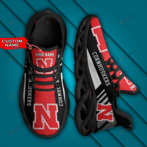 Nebraska Cornhuskers Logo Pattern Custom Name 3D Max Soul Sneaker Shoes