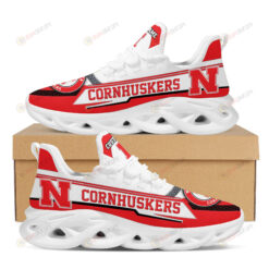 Nebraska Cornhuskers Logo Pattern Custom Name 3D Max Soul Sneaker Shoes In Red White