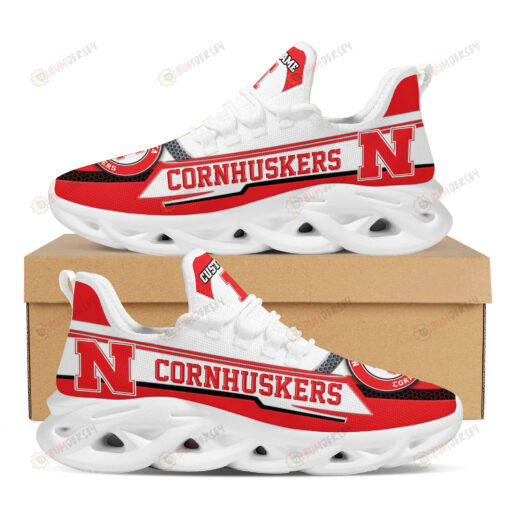 Nebraska Cornhuskers Logo Pattern Custom Name 3D Max Soul Sneaker Shoes In Red White