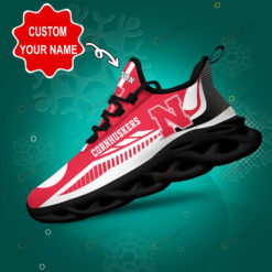 Nebraska Cornhuskers Logo Stripe Line Pattern Custom Name 3D Max Soul Sneaker Shoes