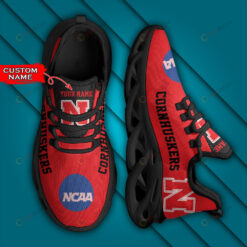 Nebraska Cornhuskers Logo Text Pattern Custom Name 3D Max Soul Sneaker Shoes