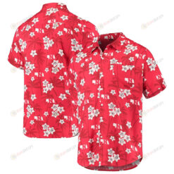 Nebraska Huskers Scarlet College Floral Button-Up Hawaiian Shirt