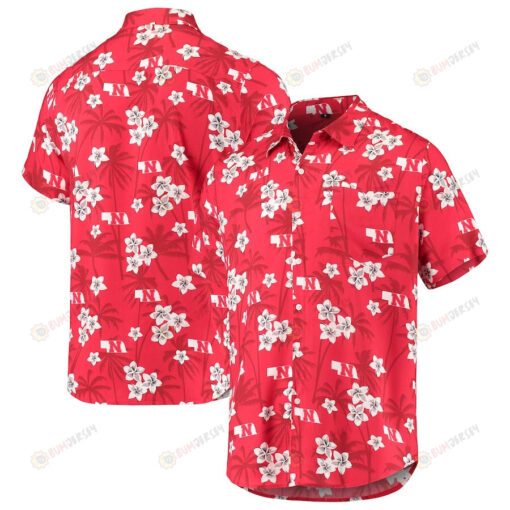 Nebraska Huskers Scarlet College Floral Button-Up Hawaiian Shirt