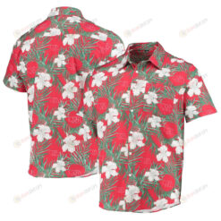 Nebraska Huskers Scarlet Floral Button-Up Hawaiian Shirt