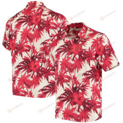 Nebraska Huskers Scarlet Harbor Island Hibiscus Button-Up Hawaiian Shirt