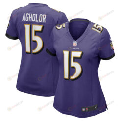 Nelson Agholor 15 Baltimore Ravens Women's Game Jersey - Purple