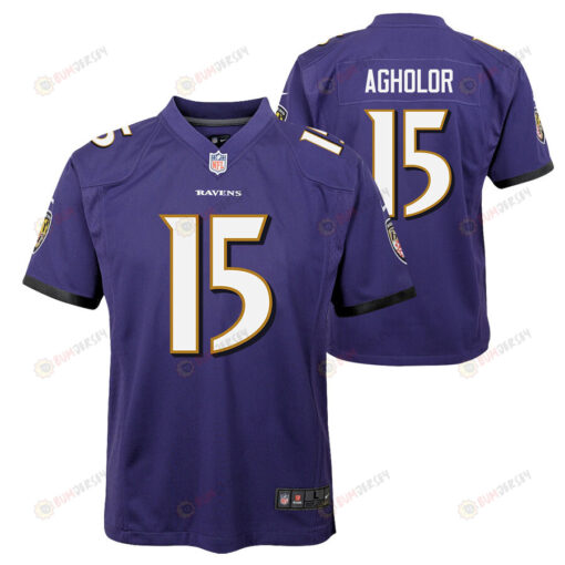 Nelson Agholor 15 Baltimore Ravens Youth Jersey - Purple