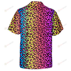 Neon Rainbow Colored Background Leopard Skin Textured Hawaiian Shirt