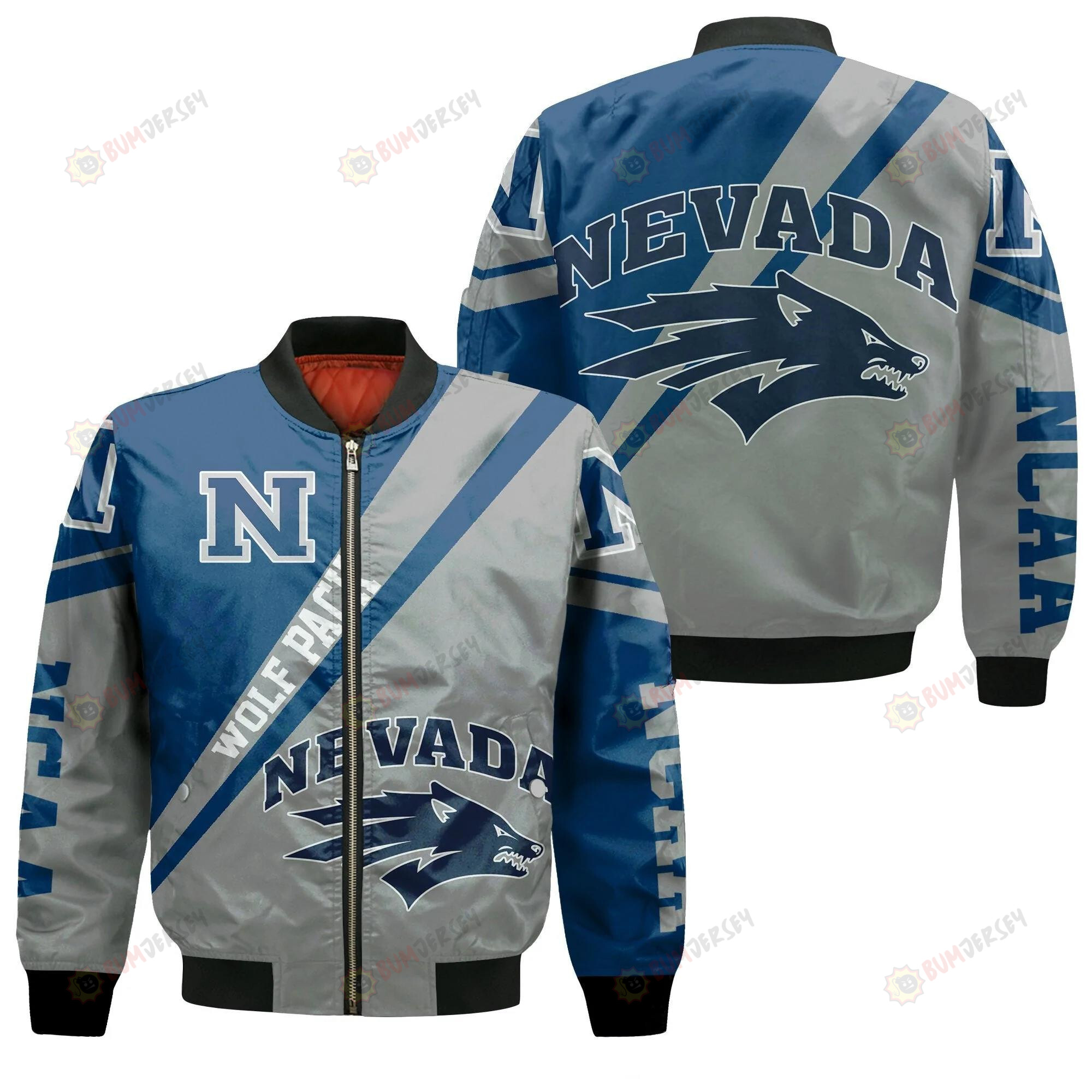 Nevada Wolf Pack Logo Bomber Jacket 3D Printed Cross Style