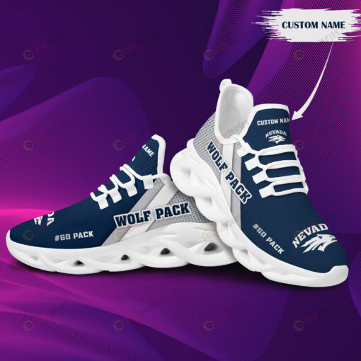 Nevada Wolf Pack Logo Custom Name Pattern In Blue 3D Max Soul Sneaker Shoes