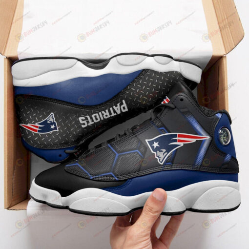 New England Patriots Air Jordan 13 Shoes Sneakers In Blue And Black