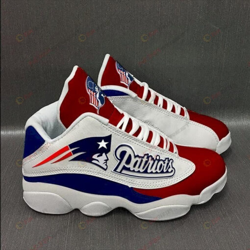 New England Patriots Air Jordan 13 Shoes Sneakers In Blue And Red