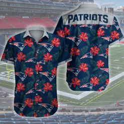 New England Patriots Curved Hawaiian Shirt