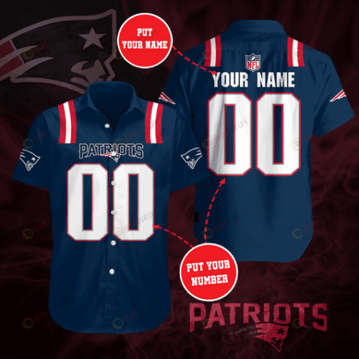 New England Patriots Custom Name And Number Curved Hawaiian Shirt In Blue