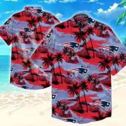 New England Patriots Hawaiian Shirt In Red Purple Pattern
