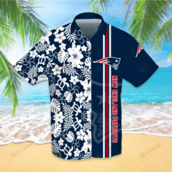 New England Patriots Hawaiian Shirt With Floral And Leaves Pattern