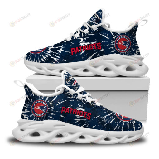 New England Patriots Logo Custom Name Tie Dye Pattern 3D Max Soul Sneaker Shoes