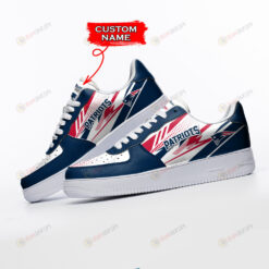 New England Patriots Logo Pattern Custom Name Air Force 1 Printed In Blue