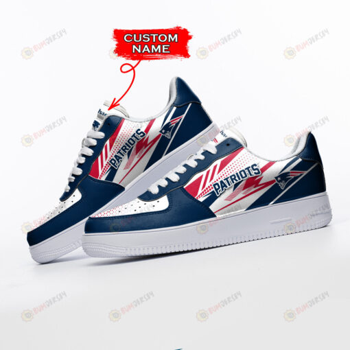 New England Patriots Logo Pattern Custom Name Air Force 1 Printed In Blue