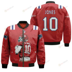 New England Patriots Mac Jones Pattern Bomber Jacket - Red