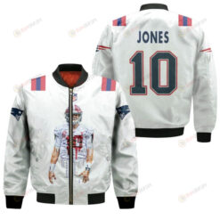 New England Patriots Mac Jones Pattern Bomber Jacket - White
