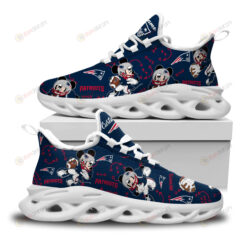 New England Patriots Mickey Logo Custom Name Pattern 3D Max Soul Sneaker Shoes