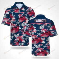 New England Patriots Palm Curved Hawaiian Shirt Beach Short Sleeve