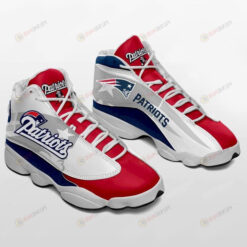 New England Patriots Pattern Air Jordan 13 Shoes Sneakers In Red And Blue