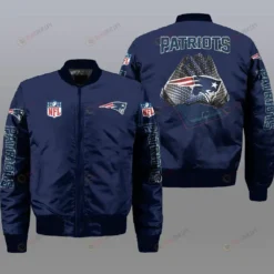 New England Patriots Pattern Bomber Jacket - Navy Blue