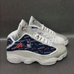 New England Patriots Pattern In White And Blue Air Jordan 13 Shoes Sneakers